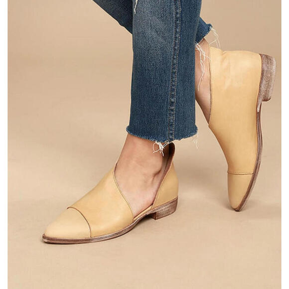 Free People Chic Cut-Out Leather Flats - sz 37 - Picture 1 of 9
